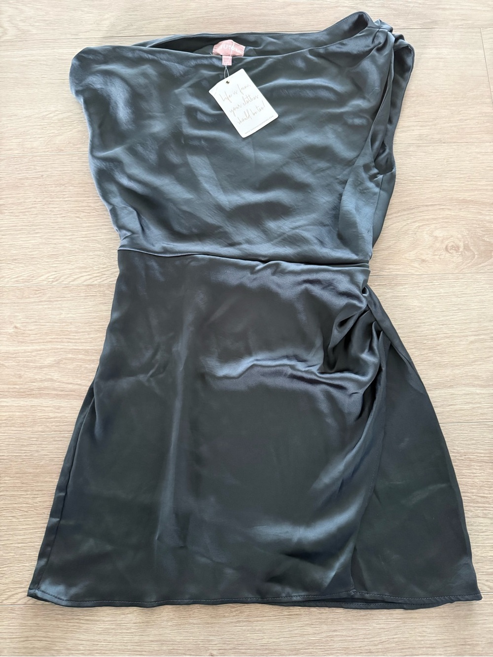 Show Me Your MuMu One-Shoulder Black Satin Dress